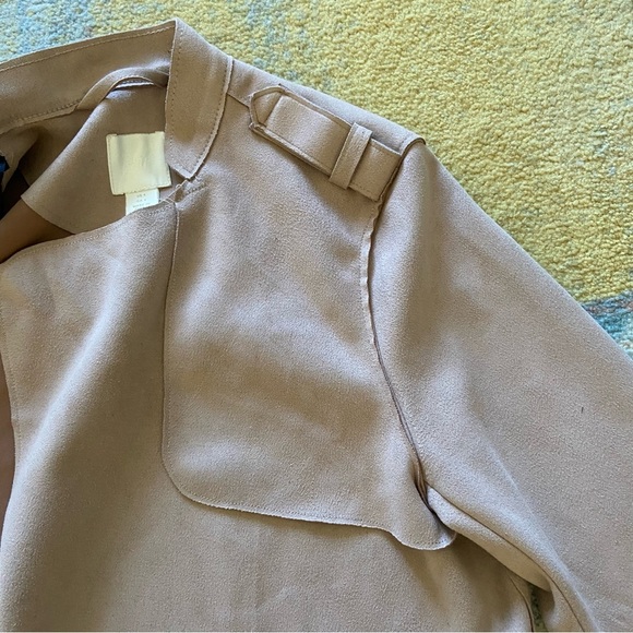 H&M Beige Suede Belted Trench Coat - Picture 6 of 9